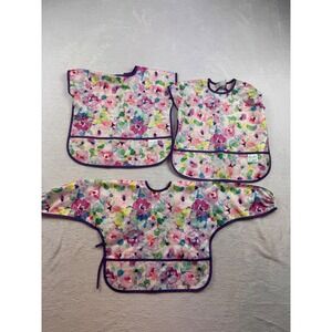 Bumkins Waterproof Bib Set 3pc Watercolor Floral Smock and Sleeveless Bibs